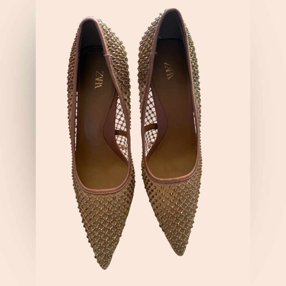 Zara Women's Gold Embellished Flats